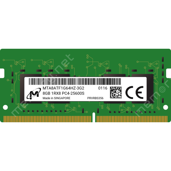 Micron 8GB DDR4-3200 SODIMM PC4-25600 1Rx8 (MTA8ATF1G64HZ-3G2)
