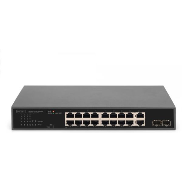 Digitus 16+2 Port Gigabit PoE Switch met 2 SFP Uplink (DN-95358)