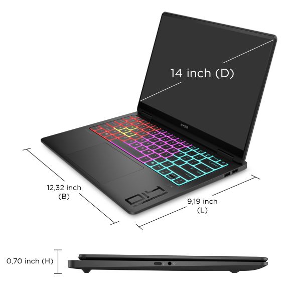 HP OMEN Transcend 14-fb1070nd Intel Core Ultra 9 285H Laptop 35,6 cm (14") 3K 32 GB LPDDR5x-SDRAM 1 TB SSD NVIDIA GeForce RTX 5070 Wi-Fi 7 (802.11be) Windows 11 Home AI PC Zwart (C35M3EA#ABH) HP OMEN Transcend 14-fb1070nd Intel Core Ultra 9 285H Laptop 35,6 cm (14") 3K 32 GB LPDDR5x-SDRAM 1 TB SSD NVIDIA GeForce RTX 5070 Wi-Fi 7 (802.11be) Windows 11 Home AI PC Zwart (C35M3EA#ABH)