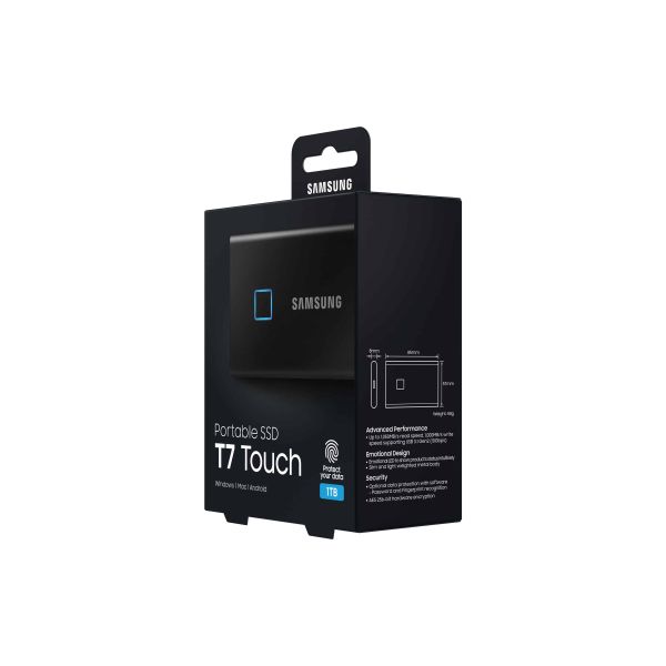 Samsung MU-PC1T0K, T7 Touch, 1000 GB, USB Type-C, 3.2 Gen 2 (3.1 Gen 2), 1050 MB/s, Wachtwoordbeveiliging, Zwart (MU-PC1T0K/WW)