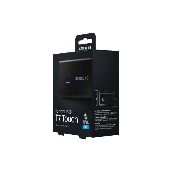 Samsung MU-PC1T0K, T7 Touch, 1000 GB, USB Type-C, 3.2 Gen 2 (3.1 Gen 2), 1050 MB/s, Wachtwoordbeveiliging, Zwart (MU-PC1T0K/WW)