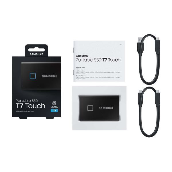 Samsung MU-PC1T0K, T7 Touch, 1000 GB, USB Type-C, 3.2 Gen 2 (3.1 Gen 2), 1050 MB/s, Wachtwoordbeveiliging, Zwart (MU-PC1T0K/WW)
