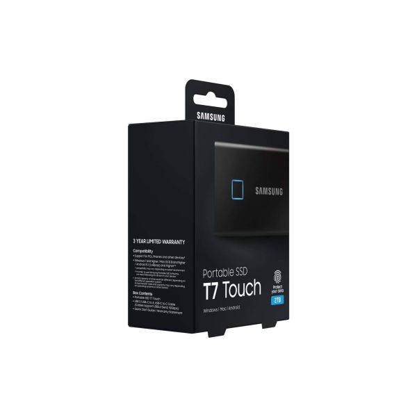 Samsung MU-PC2T0K, T7 Touch, 2000 GB, USB Type-C, 3.2 Gen 2 (3.1 Gen 2), 1050 MB/s, Wachtwoordbeveiliging, Zwart (MU-PC2T0K/WW)