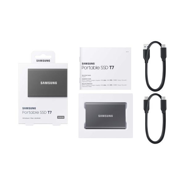 Samsung Portable SSD T7 500 GB Grijs (MU-PC500T/WW)  Samsung Portable SSD T7 500 GB Grijs (MU-PC500T/WW)