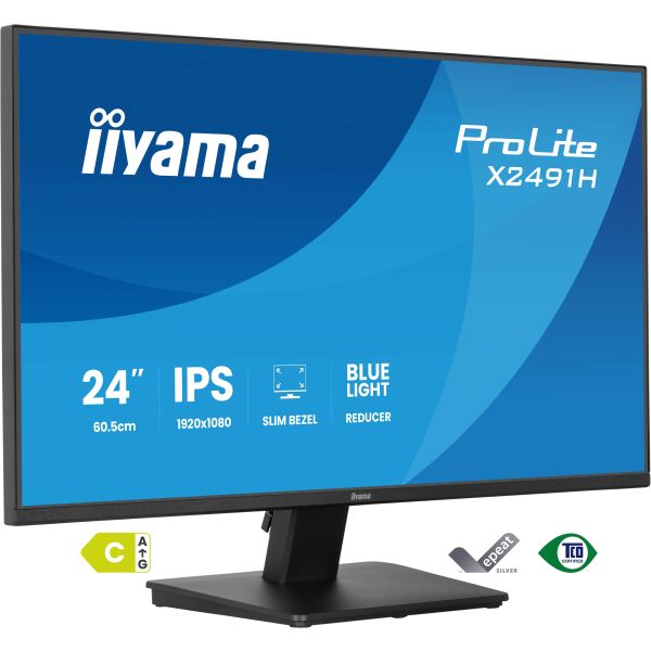 iiyama ProLite X2491H-B1 computer monitor 60,5 cm (23.8") 1920 x 1080 Pixels Full HD LCD Zwart (X2491H-B1)