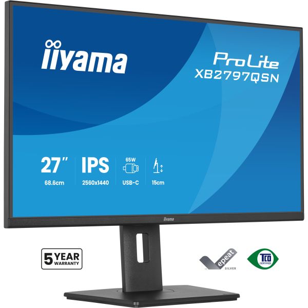 iiyama ProLite XB2797QSN-B1 computer monitor 68,6 cm (27") 2560 x 1440 Pixels Quad HD LCD Zwart (XB2797QSN-B1)