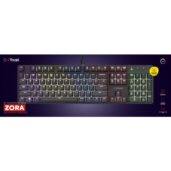 Trust GXT 871 Zora toetsenbord Gamen USB Duits Zwart (25678)