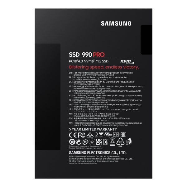 Samsung 990 PRO 1 TB M.2 PCI Express 4.0 NVMe V-NAND MLC (MZ-V9P1T0BW) Samsung 990 PRO 1 TB M.2 PCI Express 4.0 NVMe V-NAND MLC