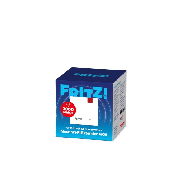 Repeater Mesh Wi-Fi Extender 1600 (FRITZ! 1200 AX International) Netwerkrepeater Wit 10, 100, 1000 Mbit/s (20003192) Repeater Mesh Wi-Fi Extender 1600 (FRITZ! 1200 AX International) Netwerkrepeater Wit 10, 100, 1000 Mbit/s (20003192)