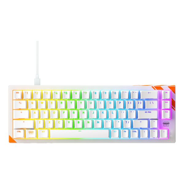 CHERRY K5 PRO TMR COMPACT toetsenbord Gamen USB QWERTY Amerikaans Engels Oranje, Wit (G8E-24200LACAUS-0)