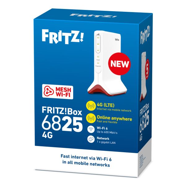 Box FRITZ! 6825 4G draadloze router Gigabit Ethernet Single-band (2.4 GHz) Wit (20003158) Box FRITZ! 6825 4G draadloze router Gigabit Ethernet Single-band (2.4 GHz) Wit (20003158)