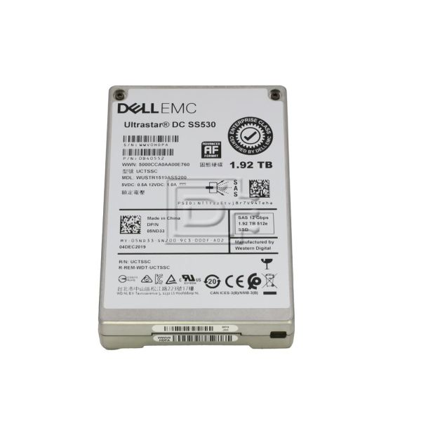 Dell SSD, 1.92TB, 2.5, RI, 512e, (5ND33-RFB)