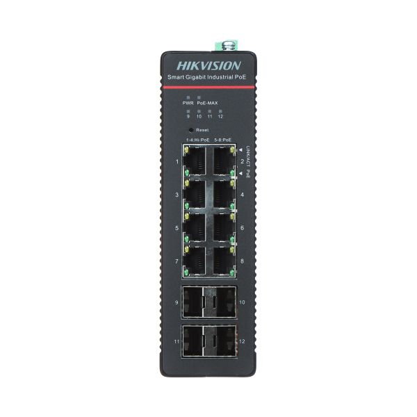 HIKVISION DS-3T1512HP-SI-8P4F Industrie-Switch PoE (DS-3T1512HP-SI-8P4F/NO POWER UNIT)