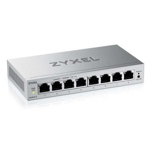 Zyxel GS1200-8V3 Managed L2 Gigabit Ethernet (10/100/1000) Desktop Grijs (GS1200-8V3-EU0101F1F)