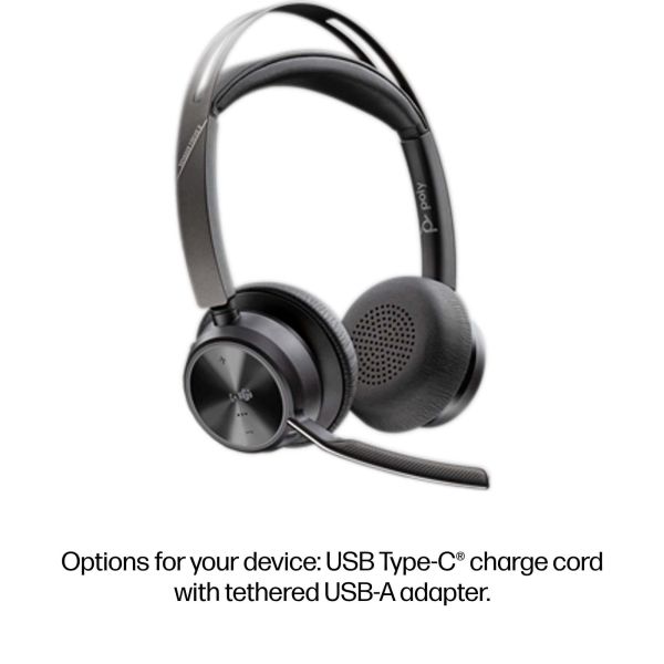 HP Poly Voyager Focus 2 Microsoft Teams Certified USB-C-C Headset +USB-C/A Adapter +Charging Stand (9T9J6AA) HP Poly Voyager Focus 2 Microsoft Teams Certified USB-C-C Headset +USB-C/A Adapter +Charging Stand