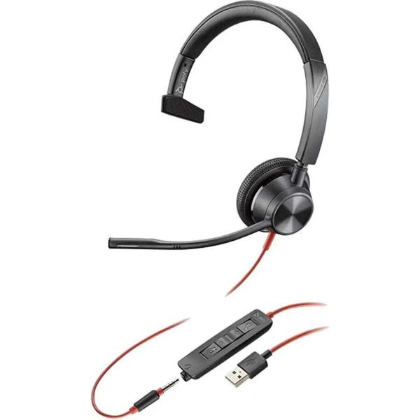 HP Poly Poly Blackwire 3315 - 3300 Series - Headset - On-Ear - kabelgebunden - USB, 3,5 mm Stecker (213936-01) (213936-01)