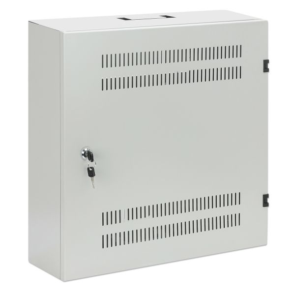 Intellinet Low-profile 19" wandkast met 4U horizontale en 2U verticale rails, slanke ruimtebesparende behuizing met slechts 170 mm diepte, ideaal voor AV/multimedia/surveillance, gemonteerd, grijs RAL 7035 (713641)