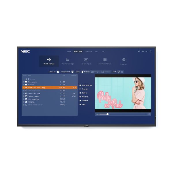 NEC MultiSync P495-MPi4 Digitale signage flatscreen 124,5 cm (49") IPS 700 cd/m² 4K Ultra HD Zwart Type processor 24/7 (60005377)