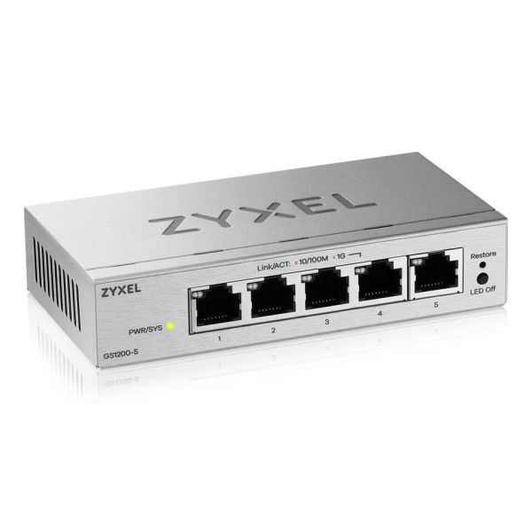 Zyxel GS1200-5V3 Managed L2 Gigabit Ethernet (10/100/1000) Desktop Grijs (GS1200-5V3-EU0101F1F)