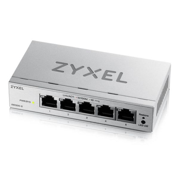 Zyxel GS1200-5V3 Managed L2 Gigabit Ethernet (10/100/1000) Desktop Grijs (GS1200-5V3-EU0101F1F)