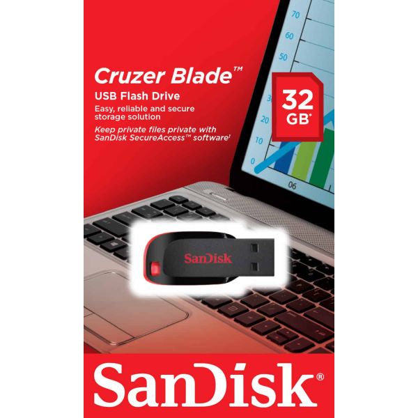 SanDisk Cruzer Blade USB flash drive 32 GB USB Type-A 2.0 Zwart, Rood (SDCZ50-032G-B35)