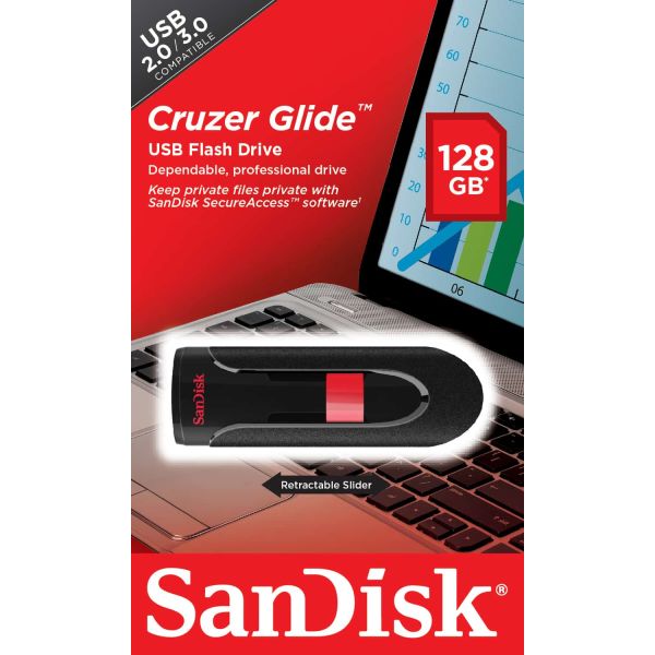 SanDisk Cruzer Glide USB flash drive 128 GB USB Type-A 2.0 Zwart, Rood (SDCZ60-128G-B35)