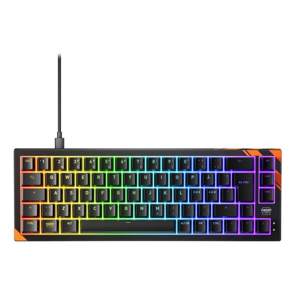 CHERRY K5 PRO TMR COMPACT toetsenbord Gamen USB QWERTY Scandinavisch Zwart, Oranje (G8E-24200LACAPN-2)