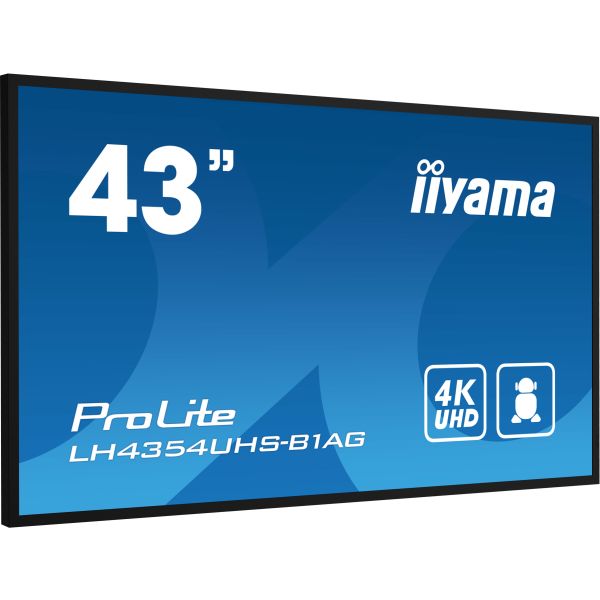iiyama LH4354UHS-B1AG beeldkrant Digitale signage flatscreen 108 cm (42.5") LCD Wifi 500 cd/m² 4K Ultra HD Zwart Type processor Android 11 24/7 (LH4354UHS-B1AG)