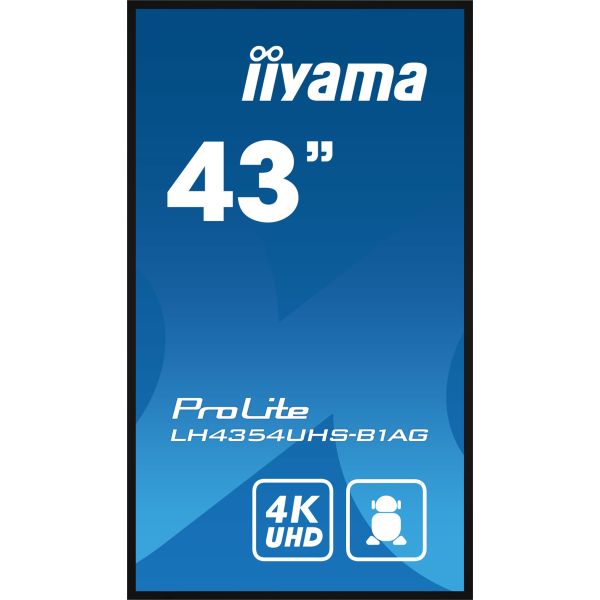 iiyama LH4354UHS-B1AG beeldkrant Digitale signage flatscreen 108 cm (42.5") LCD Wifi 500 cd/m² 4K Ultra HD Zwart Type processor Android 11 24/7 (LH4354UHS-B1AG)
