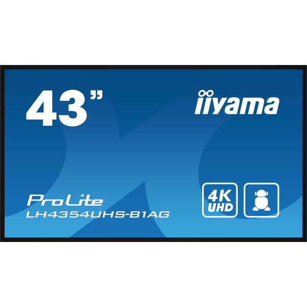 iiyama LH4354UHS-B1AG beeldkrant Digitale signage flatscreen 108 cm (42.5") LCD Wifi 500 cd/m² 4K Ultra HD Zwart Type processor Android 11 24/7 (LH4354UHS-B1AG)