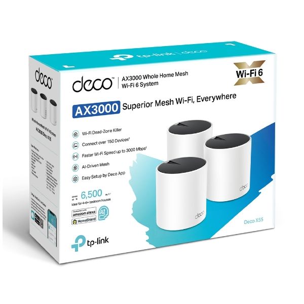TP-Link DECO X55 (3-Pack) Dual-band (2.4 GHz / 5 GHz) Wi-Fi 6 (802.11ax) Wit Intern (DECO X55) TP-Link DECO X55 (3-Pack) Dual-band (2.4 GHz / 5 GHz) Wi-Fi 6 (802.11ax) Wit Intern (DECO X55)