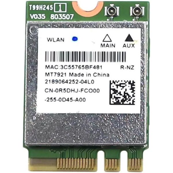 Dell R5DHJ MediaTek MT7921 WLAN Card - 2.4GHz/5GHz - 2.4 Gbps - Bluetooth 5.2 - M.2 Form Factor (R5DHJ)