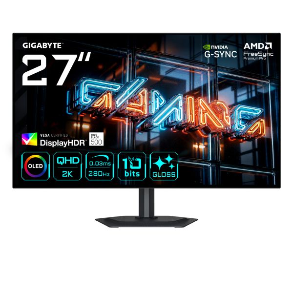 GIGABYTE MO27Q28GR computer monitor 68,6 cm (27") 2560 x 1440 Pixels Quad HD OLED Zwart (MO27Q28GR)