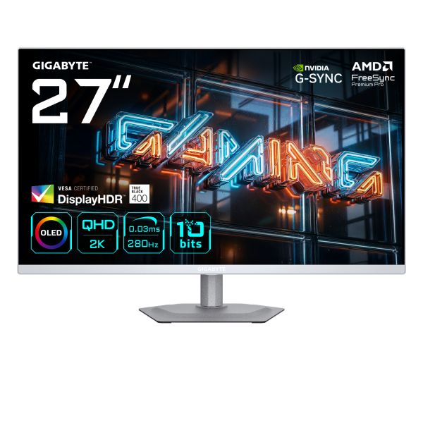 GIGABYTE MO27Q2A ICE OLED computer monitor 68,6 cm (27") 2560 x 1440 Pixels Quad HD QD-OLED Wit (MO27Q2A ICE)