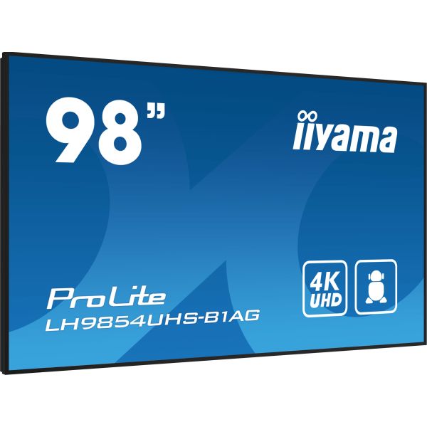 iiyama LH9854UHS-B1AG beeldkrant Digitale signage flatscreen 2,48 m (97.5") LCD Wifi 500 cd/m² 4K Ultra HD Zwart Type processor Android 11 24/7 (LH9854UHS-B1AG)