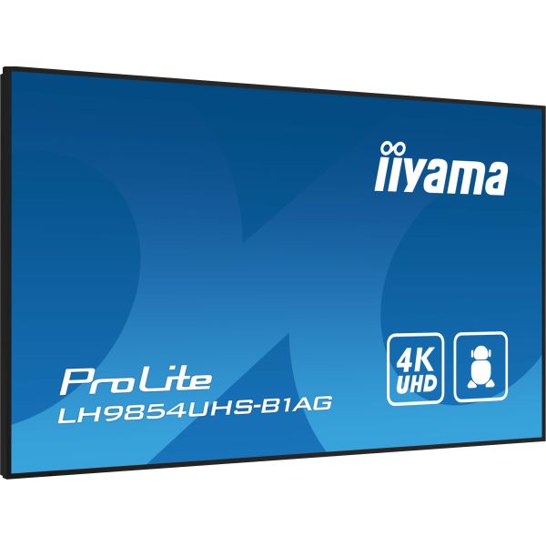 iiyama LH9854UHS-B1AG beeldkrant Digitale signage flatscreen 2,48 m (97.5") LCD Wifi 500 cd/m² 4K Ultra HD Zwart Type processor Android 11 24/7 (LH9854UHS-B1AG)