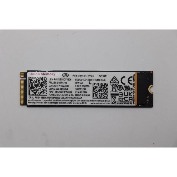 Lenovo Union Memory 1TB M.2 2280 PCIe Gen4 NVMe (5SS1D71706)