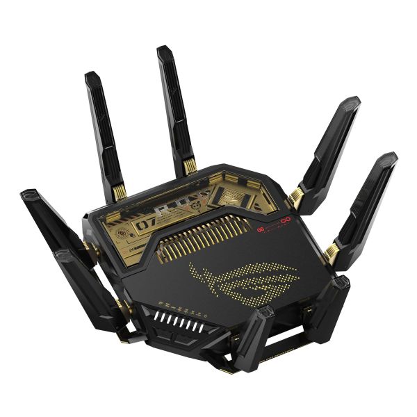 ASUS ROG Rapture GT-BE98 draadloze router 10 Gigabit Ethernet Quad-band (2.4 GHz / 5 GHz-1 / 5 GHz-2 / 6 GHz) Zwart (90IG08F0-MO9A3V) ASUS ROG Rapture GT-BE98 draadloze router 10 Gigabit Ethernet Quad-band (2.4 GHz / 5 GHz-1 / 5 GHz-2 / 6 GHz) Zwart (90IG08F0-MO9A3V)