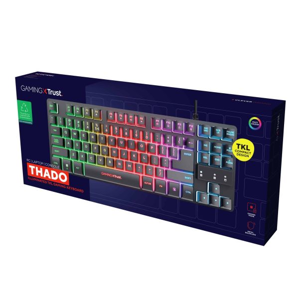 Trust GXT 833 Thado toetsenbord Gamen USB Nederlands Zwart, Zilver