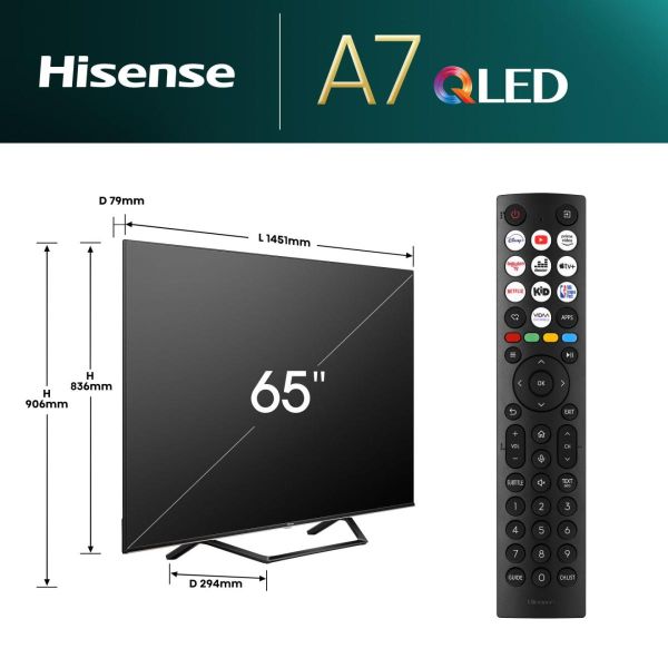 Hisense 65A7NQ 165,1 cm (65") 4K Ultra HD Smart TV Wifi Grijs 300 cd/m² (65A7NQ)