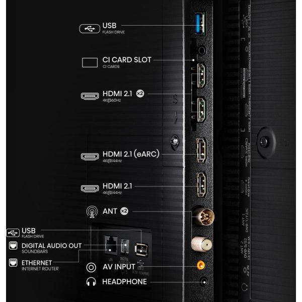 Hisense 65U8NQ 165,1 cm (65") 4K Ultra HD Smart TV Wifi Grijs 3000 cd/m² (65U8NQ)