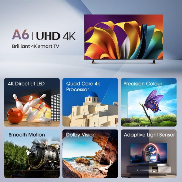 Hisense 75A6N 190,5 cm (75") 4K Ultra HD Smart TV Wifi Zwart 350 cd/m² (75A6N)