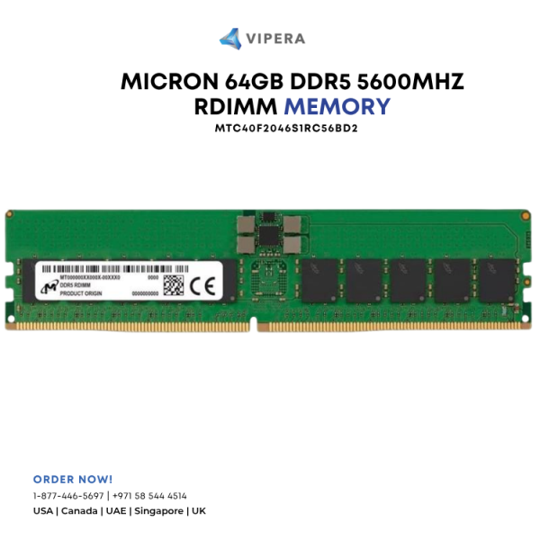 HP 64GB Micron 5600MHz CL46 2Rx4 (16Gbit) DDR5 RDIMM (MTC40F2046S1RC56BD2)