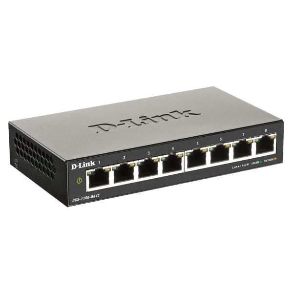 D-Link DGS-1100-08V2 Managed L2 Gigabit Ethernet (10/100/1000) Zwart (DGS-1100-08V2)