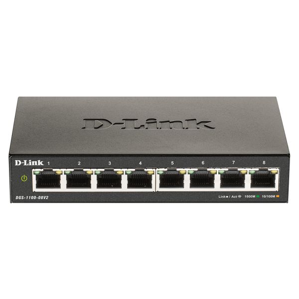 D-Link DGS-1100-08V2 Managed L2 Gigabit Ethernet (10/100/1000) Zwart (DGS-1100-08V2)