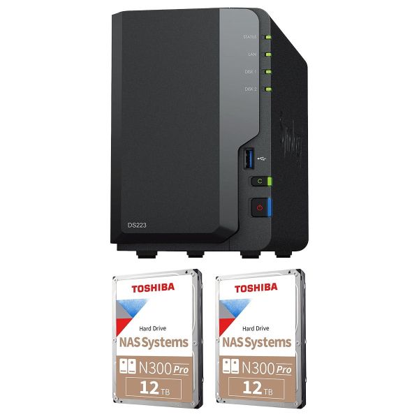 Synology DS223 NAS 12TB met Toshiba (DS223-12T-00-2)