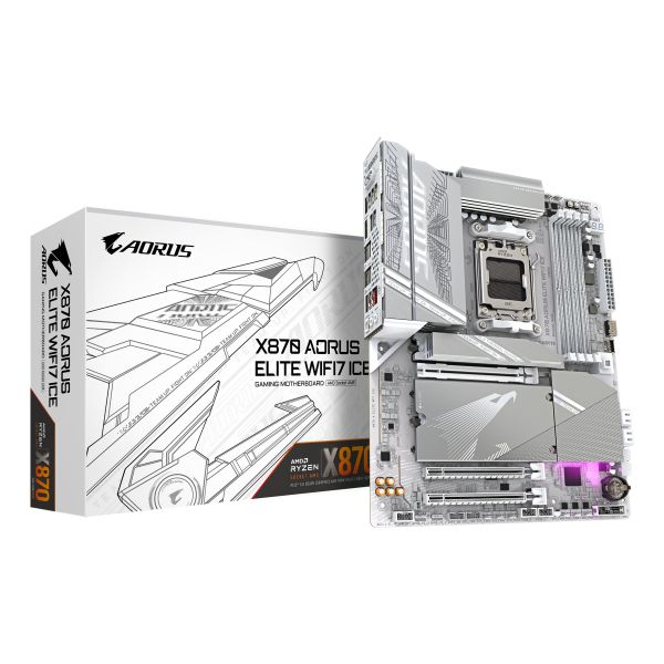 GIGABYTE X870 AORUS ELITE WIFI7 ICE AMD X870 Socket AM5 ATX (X870 A ELITE WF7 ICE 1.0)