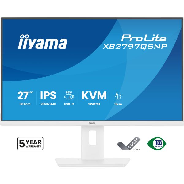 iiyama ProLite XB2797QSNP-W1 27" IPS LCD computer monitor 68,6 cm (27") 2560 x 1440 Pixels Quad HD Wit (XB2797QSNP-W1)