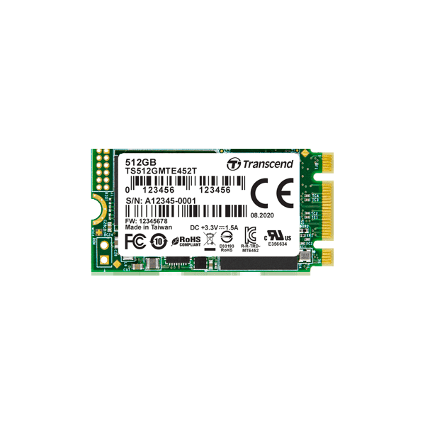 Transcend SSD/256GB, M.2 2242, PCIe Gen3x2, B+M Key, 3D TLC, PE: 3K (TS256GMTE452T) (TS256GMTE452T)