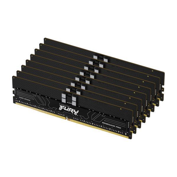 Kingston Technology FURY 128GB 7200MT/s DDR5 ECC Reg CL38 DIMM (Kit of 8) Renegade Pro Black (KF572RH38RBK8-128)
